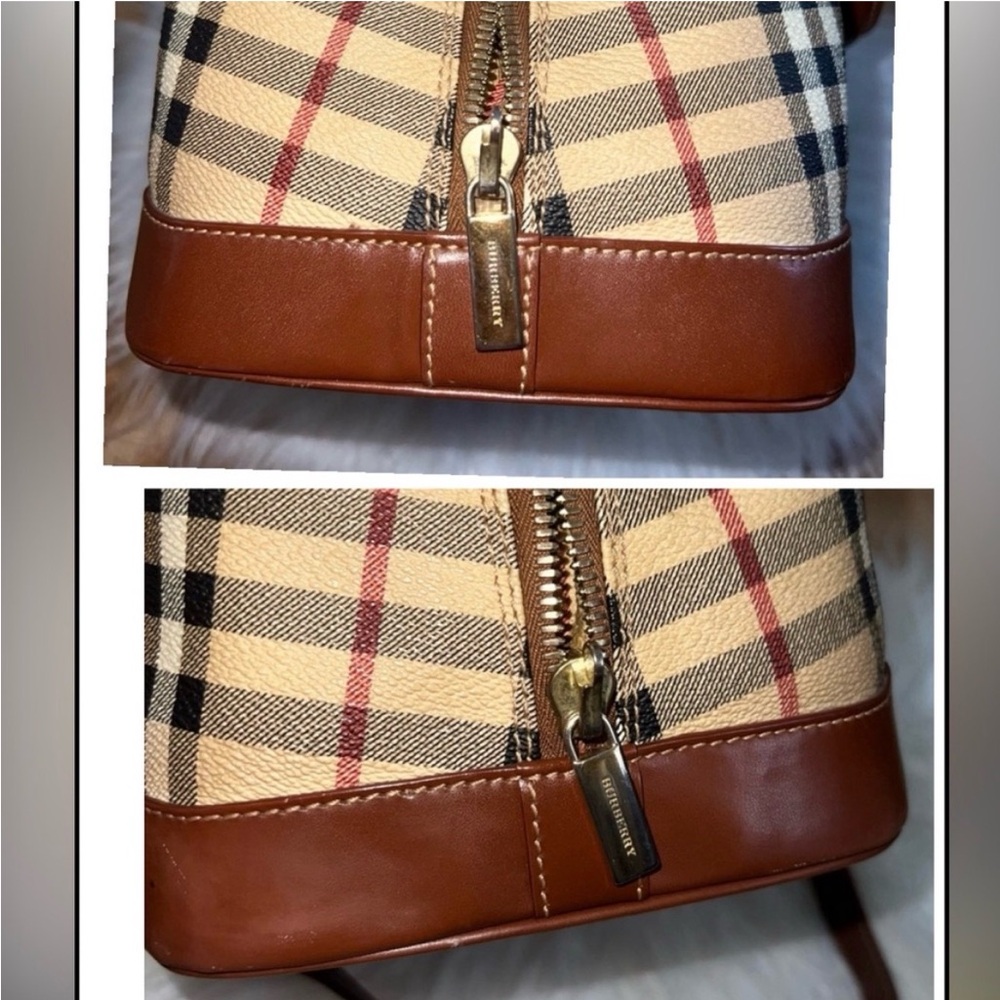 Classic Plaid Satchel Handbag in Beige and Brown - Picture 5 of 13